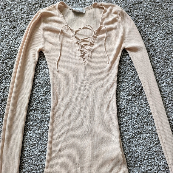 Sandro Peach Ribbed Lace Up - Picture 3 of 6